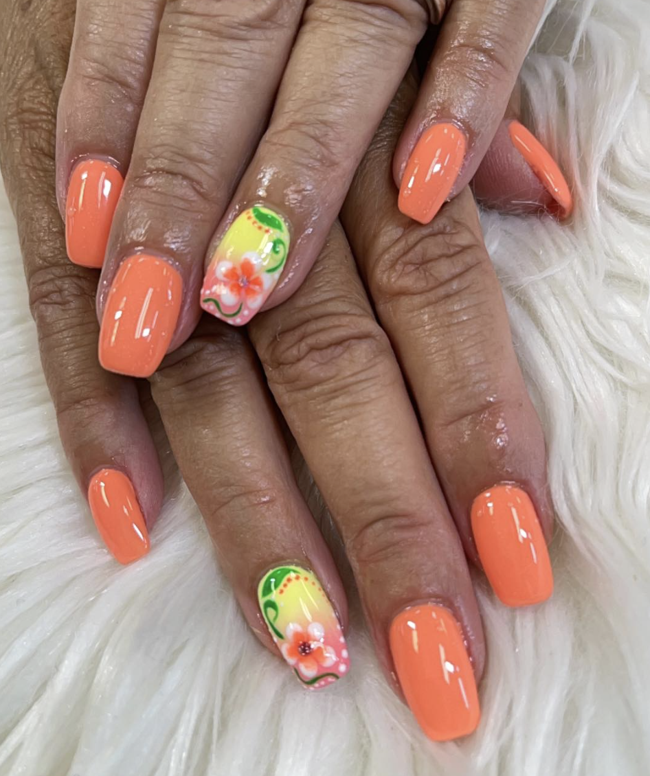Chrome nail technique manicure